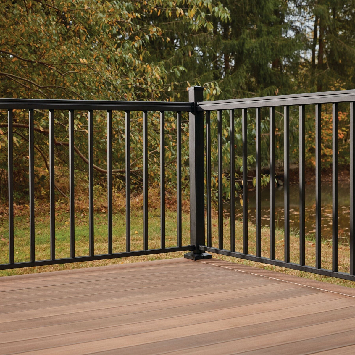 MoistureShield Compass 8-ft L x 1.13-in W x 2.6-in H Matte Black Aluminum Top Rail