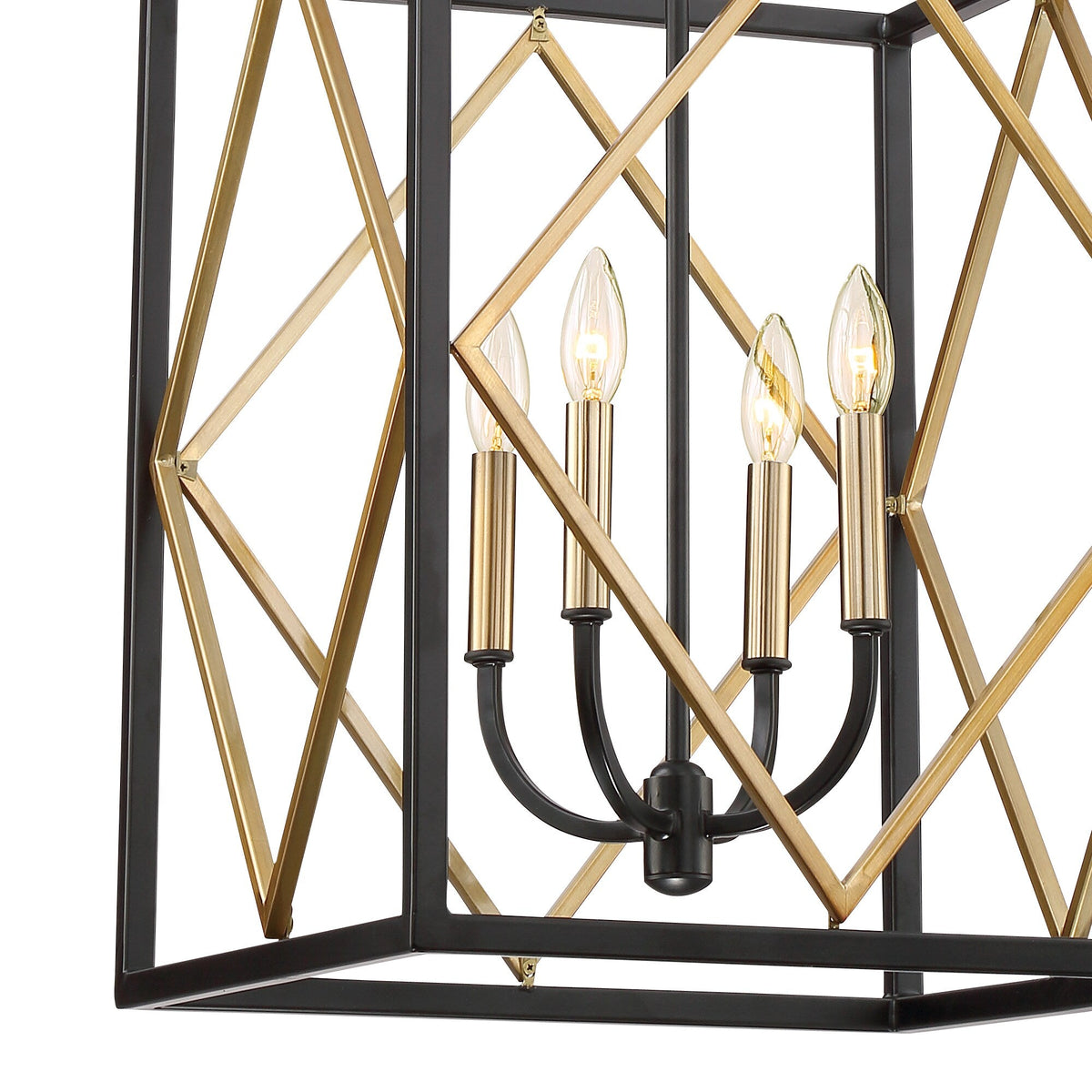 Quoizel Platform Black with Gold Transitional Square Pendant Light, 16 in x 16 in