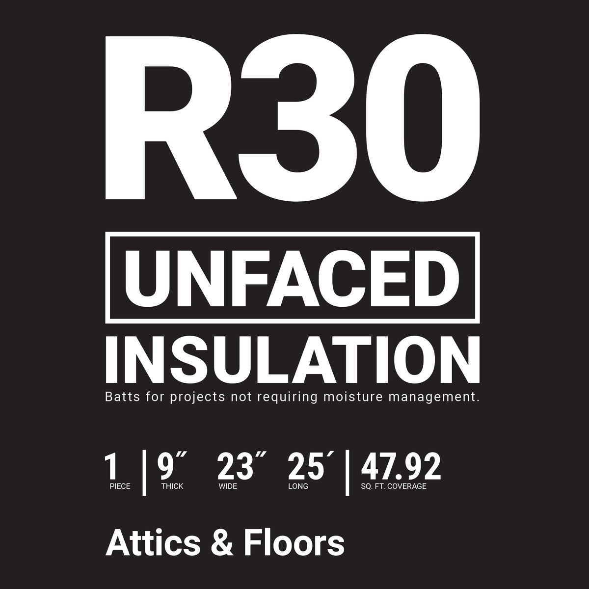 Owens Corning EcoTouch R-30 Unfaced Fiberglass Insulation Roll, 23 in. W x 25 ft. L, 47.92 sq. ft. Coverage
