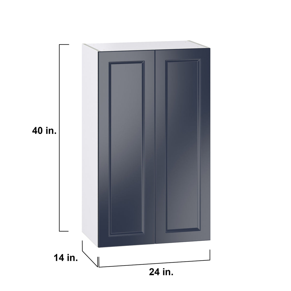 Hugo&Borg Lorette 24-in W x 40-in H x 14-in D Navy Blue Wall Fully Assembled Cabinet (Recessed Panel Shaker Door Style)