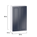 Hugo&Borg Lorette 24-in W x 40-in H x 14-in D Navy Blue Wall Fully Assembled Cabinet (Recessed Panel Shaker Door Style)