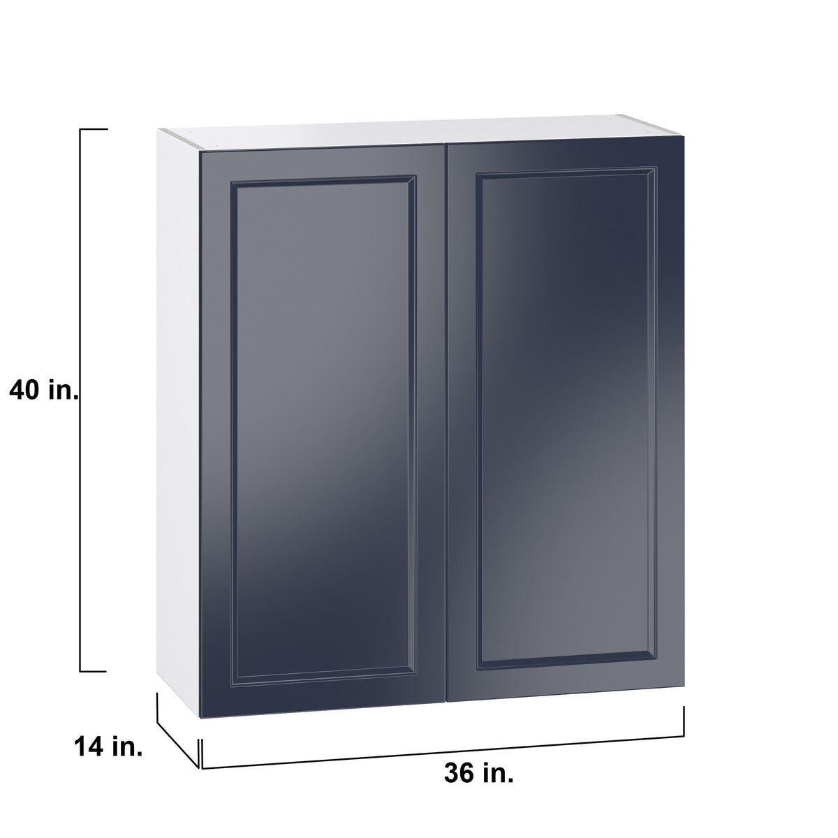 Hugo&Borg Lorette 36-in W x 40-in H x 14-in D Navy Blue Wall Fully Assembled Cabinet (Recessed Panel Shaker Door Style)