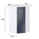 Hugo&Borg Lorette 24-in W x 40-in H x 14-in D Navy Blue Diagonal Corner Wall Fully Assembled Cabinet (Recessed Panel Shaker Style)