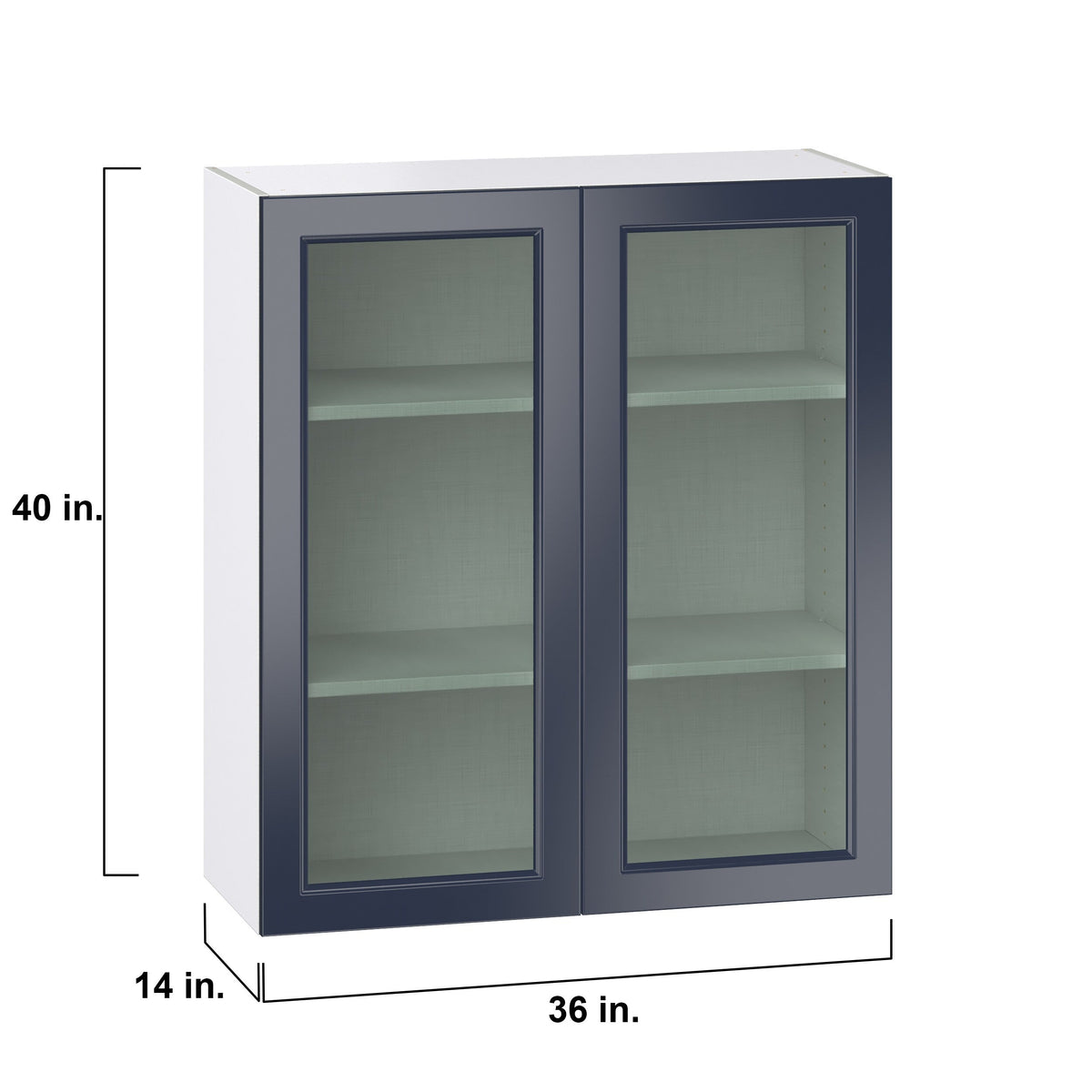 Hugo&Borg Lorette 36-in W x 40-in H x 14-in D Navy Blue Wall Fully Assembled Cabinet (Recessed Panel Shaker Door Style)