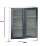 Hugo&Borg Lorette 36-in W x 40-in H x 14-in D Navy Blue Wall Fully Assembled Cabinet (Recessed Panel Shaker Door Style)