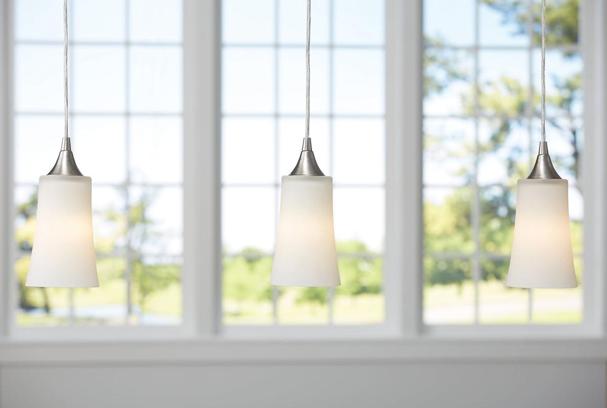 Portfolio Polished Nickel Transitional Linear Pendant Light, 3-Light, Adjustable 10–65 in, 36 in Wide
