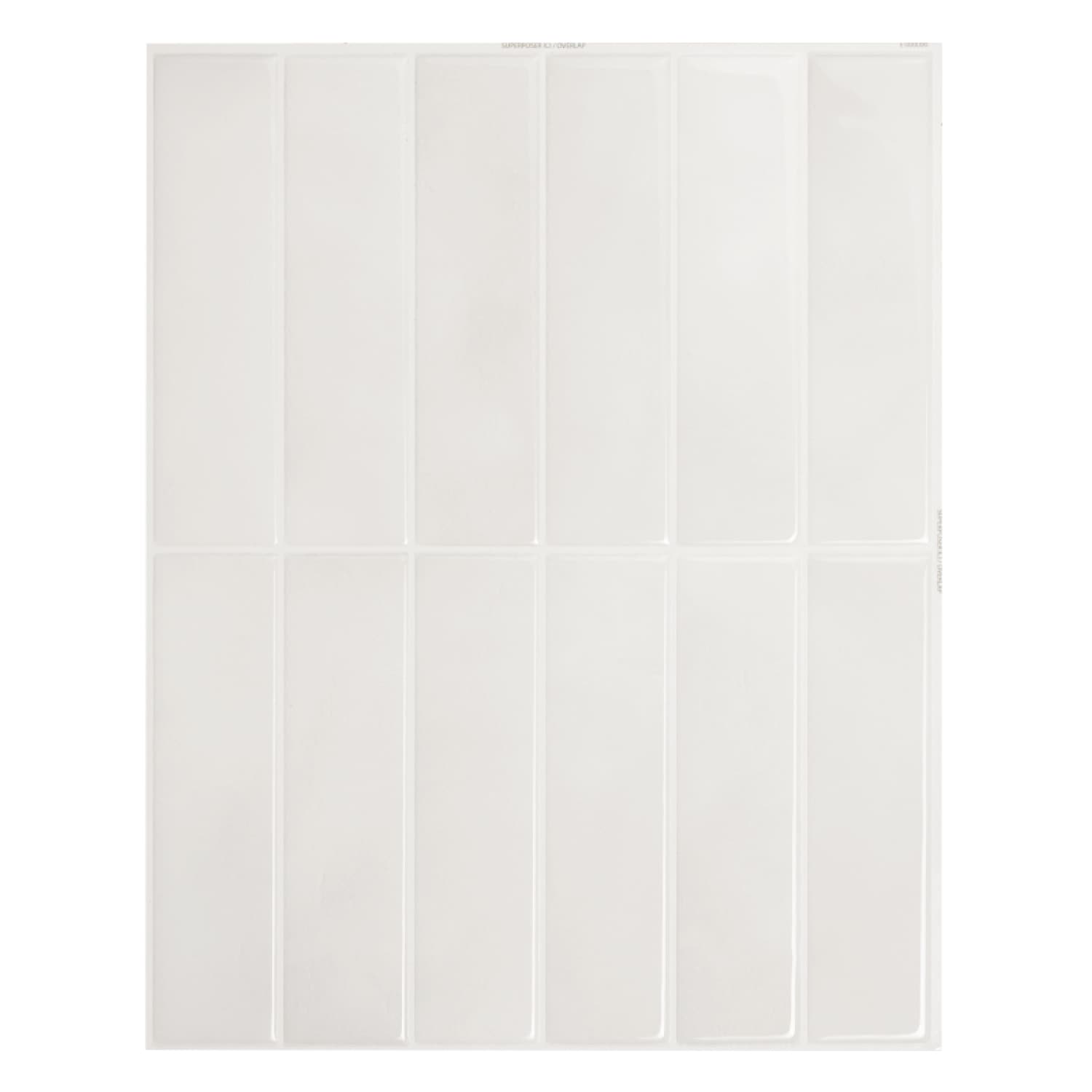 Smart Tiles Morocco Essaouira Gray,White 9-in x 12-in Glossy Resin Subway Linear Peel and stick Wall Tile product image