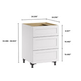 Whalen CLICK-IT Enfield 24-in W x 34.5-in H x 24-in D Classic White Birch 3-Drawer Base Ready To Assemble Plywood Cabinet (Raised Panel Style)