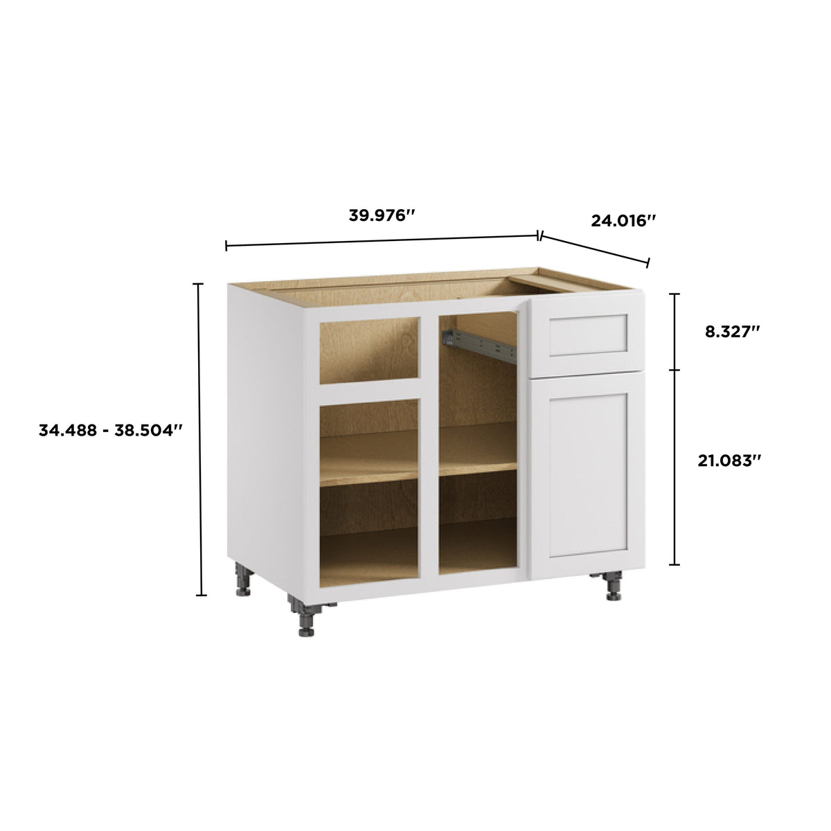 Whalen CLICK-IT Enfield 36-in W x 34.5-in H x 24-in D Classic White Birch Blind Corner Base Ready To Assemble Plywood Cabinet (Raised Panel Shaker Style)