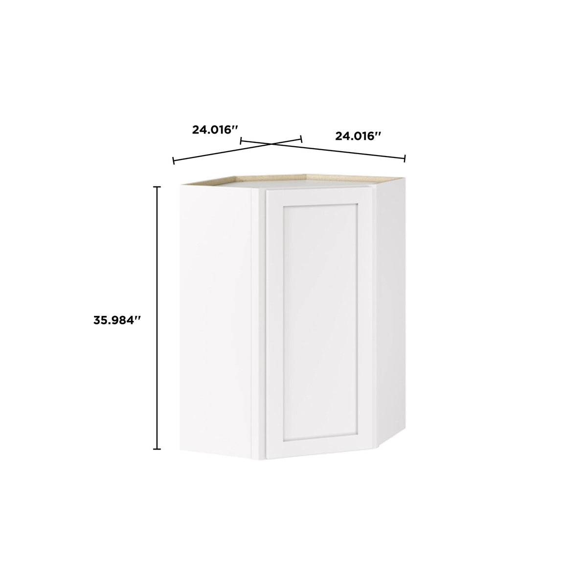 Whalen CLICK-IT Enfield 24-in W x 36-in H x 24-in D Classic White Birch Diagonal Corner Wall Ready To Assemble Plywood Cabinet (Raised Panel Shaker Style)