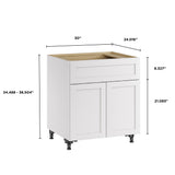 Whalen CLICK-IT Enfield 30-in W x 34.5-in H x 24-in D Classic White Birch 1-Drawer Base Ready To Assemble Plywood Cabinet (Raised Panel Shaker Style)