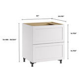 Whalen CLICK-IT Enfield 30-in W x 34.5-in H x 24-in D Classic White Birch 2-Drawer Base Ready To Assemble Plywood Cabinet (Raised Panel Style)