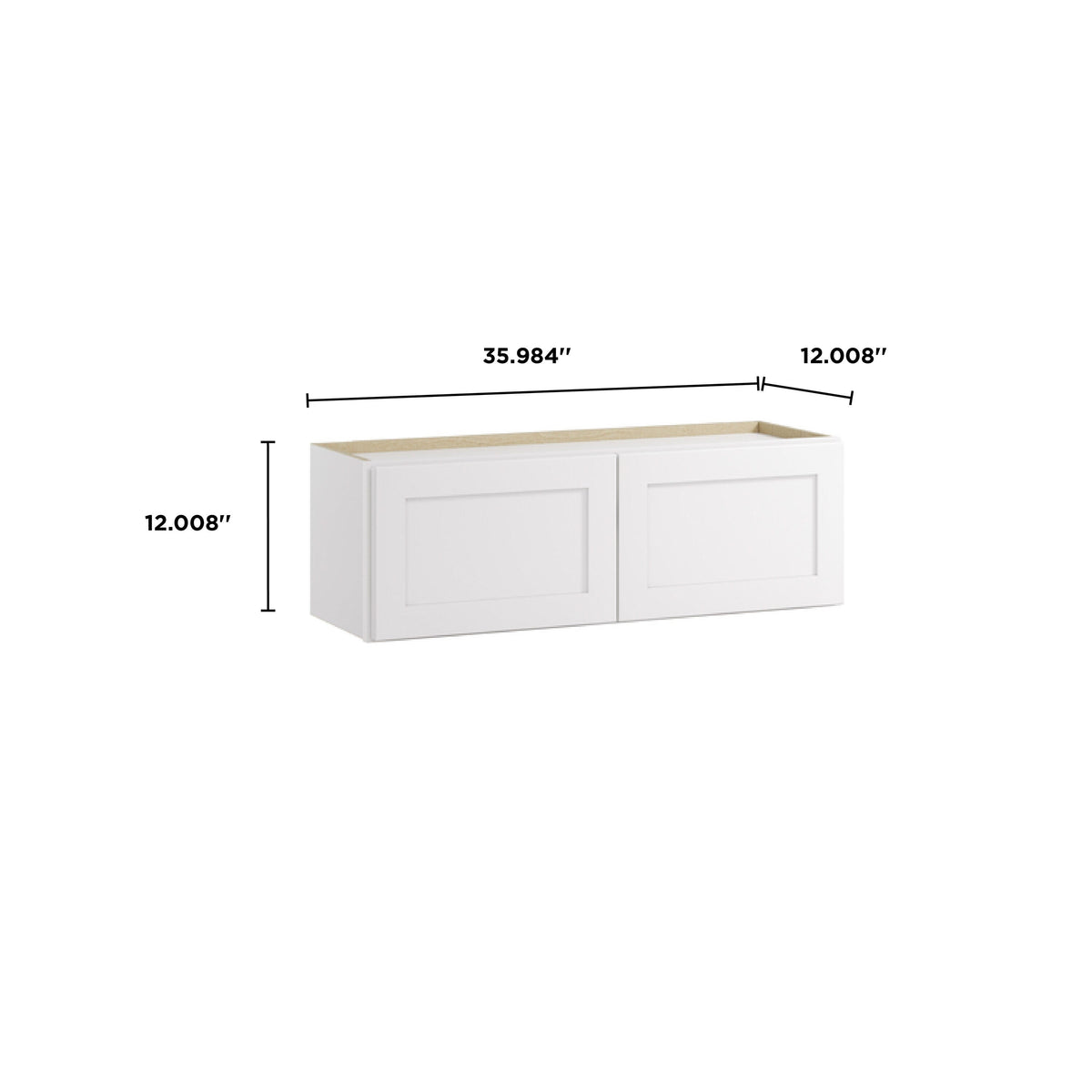 Whalen CLICK-IT Enfield 36-in W x 12-in H x 12-in D Classic White Birch Wall Ready To Assemble Plywood Cabinet (Raised Panel Shaker Door Style)