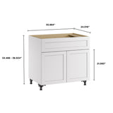 Whalen CLICK-IT Enfield 36-in W x 34.5-in H x 24-in D Classic White Birch Sink Base Ready To Assemble Plywood Cabinet (Raised Panel Shaker Style)