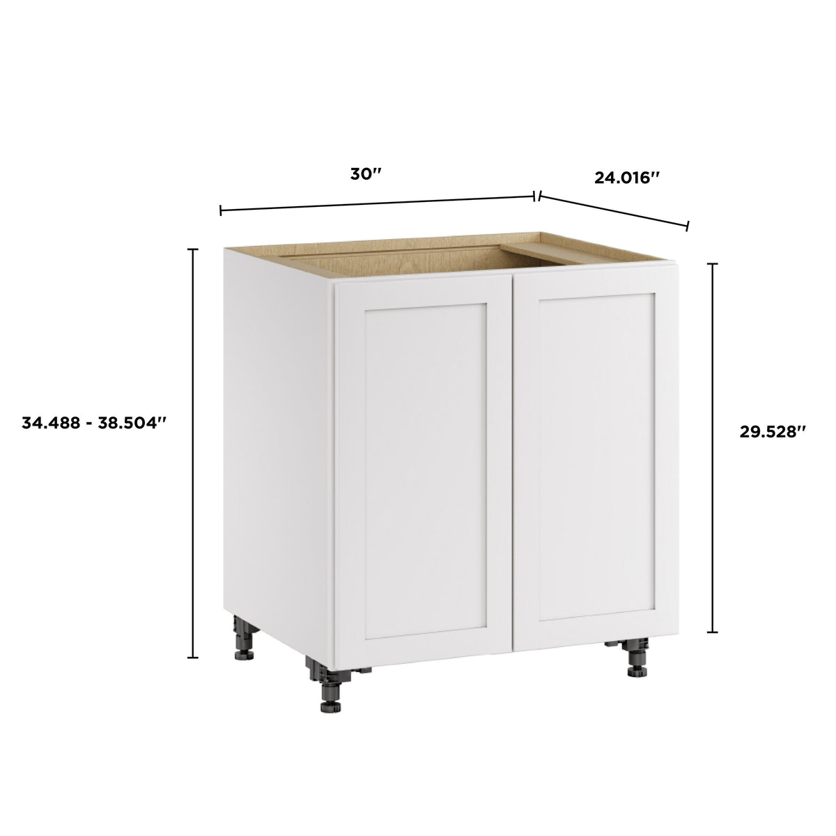 Whalen CLICK-IT Enfield 30-in W x 34.5-in H x 24-in D Classic White Birch Base Ready To Assemble Plywood Cabinet (Raised Panel Shaker Door Style)