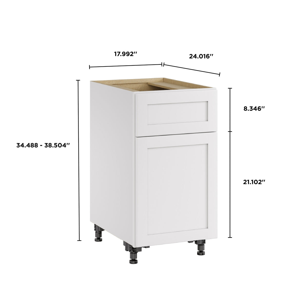 Whalen CLICK-IT Enfield 18-in W x 34.5-in H x 24-in D Classic White Birch 1-Drawer Base Ready To Assemble Plywood Cabinet (Raised Panel Shaker Style)