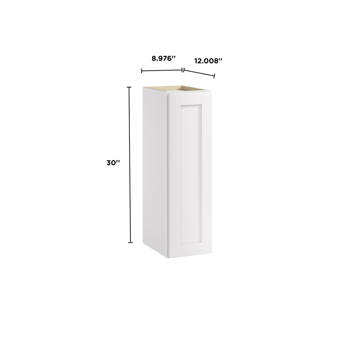 Whalen CLICK-IT Enfield 9-in W x 30-in H x 12-in D Classic White Birch Wall Ready To Assemble Plywood Cabinet (Raised Panel Shaker Door Style)