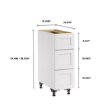 Whalen CLICK-IT Enfield 12-in W x 34.5-in H x 24-in D Classic White Birch 3-Drawer Base Ready To Assemble Plywood Cabinet (Raised Panel Style)
