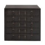 Grayson Lane Black Vintage Faux Leather with Buckles 5-Drawer Accent Chest
