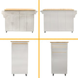 BABOOM White Mdf Base with Wood Top Rolling Kitchen Island (18.11-in x 53.93-in x 35.03-in)