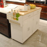 BABOOM White Mdf Base with Wood Top Rolling Kitchen Island (18.11-in x 53.93-in x 35.03-in)