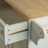 BABOOM White Mdf Base with Wood Top Rolling Kitchen Island (18.11-in x 53.93-in x 35.03-in)