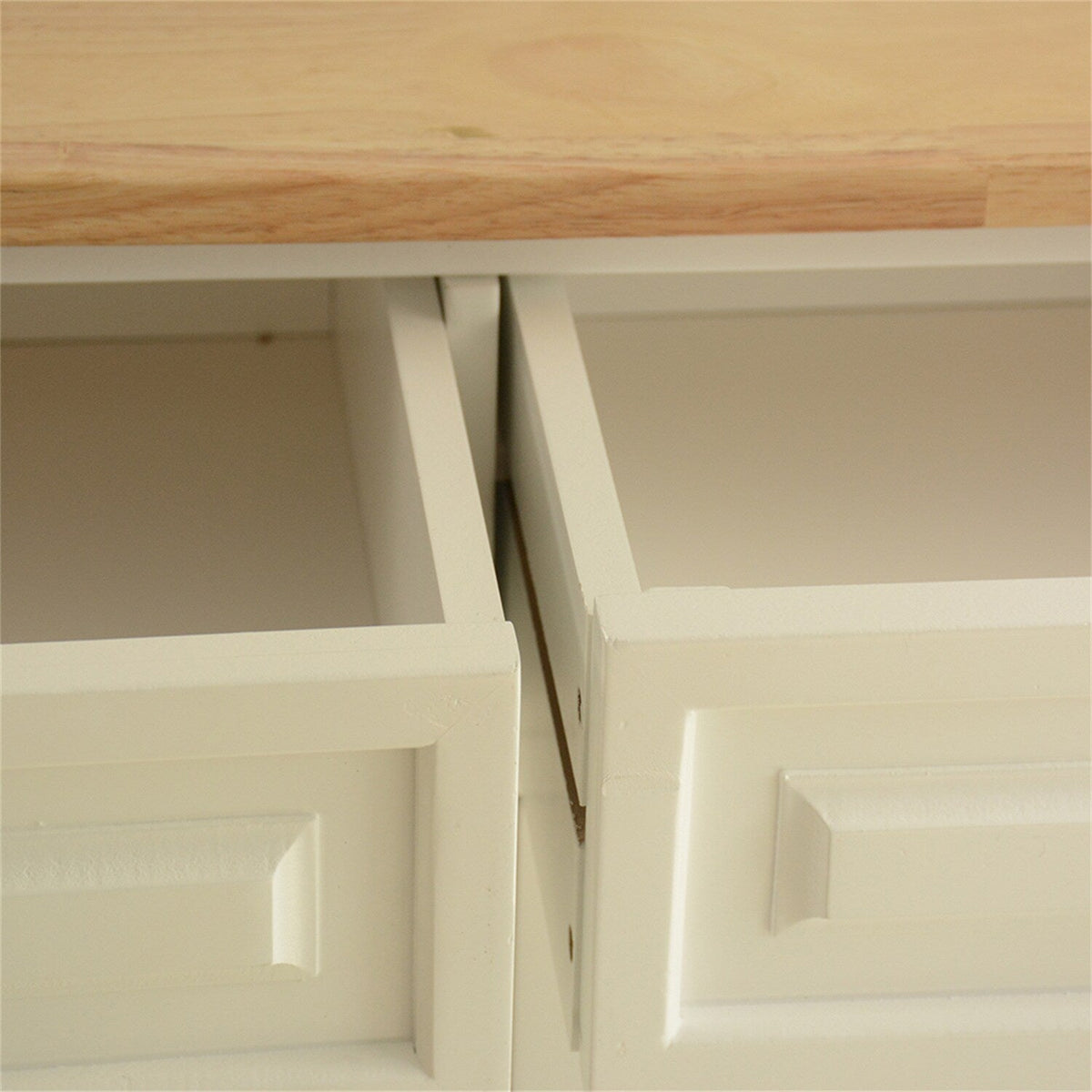 BABOOM White Mdf Base with Wood Top Rolling Kitchen Island (18.11-in x 53.93-in x 35.03-in)