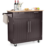 BABOOM Brown Mdf Base with Wood Top Rolling Kitchen Island (18-in x 37-in)