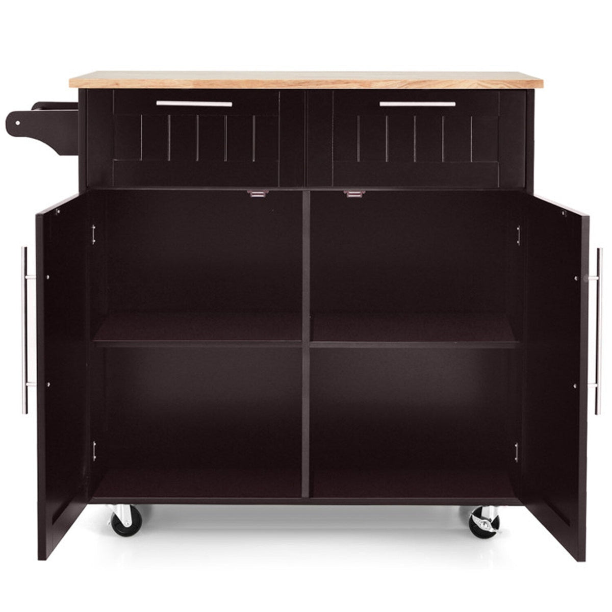 BABOOM Brown Mdf Base with Wood Top Rolling Kitchen Island (18-in x 37-in)