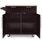 BABOOM Brown Mdf Base with Wood Top Rolling Kitchen Island (18-in x 37-in)