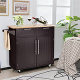 BABOOM Brown Mdf Base with Wood Top Rolling Kitchen Island (18-in x 37-in)