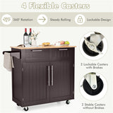 BABOOM Brown Mdf Base with Wood Top Rolling Kitchen Island (18-in x 37-in)