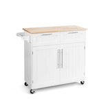 BABOOM White Mdf Base with Wood Top Rolling Kitchen Island (18-in x 37-in)