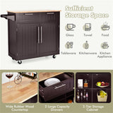 BABOOM Brown Mdf Base with Wood Top Rolling Kitchen Island (18-in x 37-in)