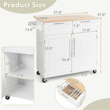 BABOOM White Mdf Base with Wood Top Rolling Kitchen Island (18-in x 37-in)