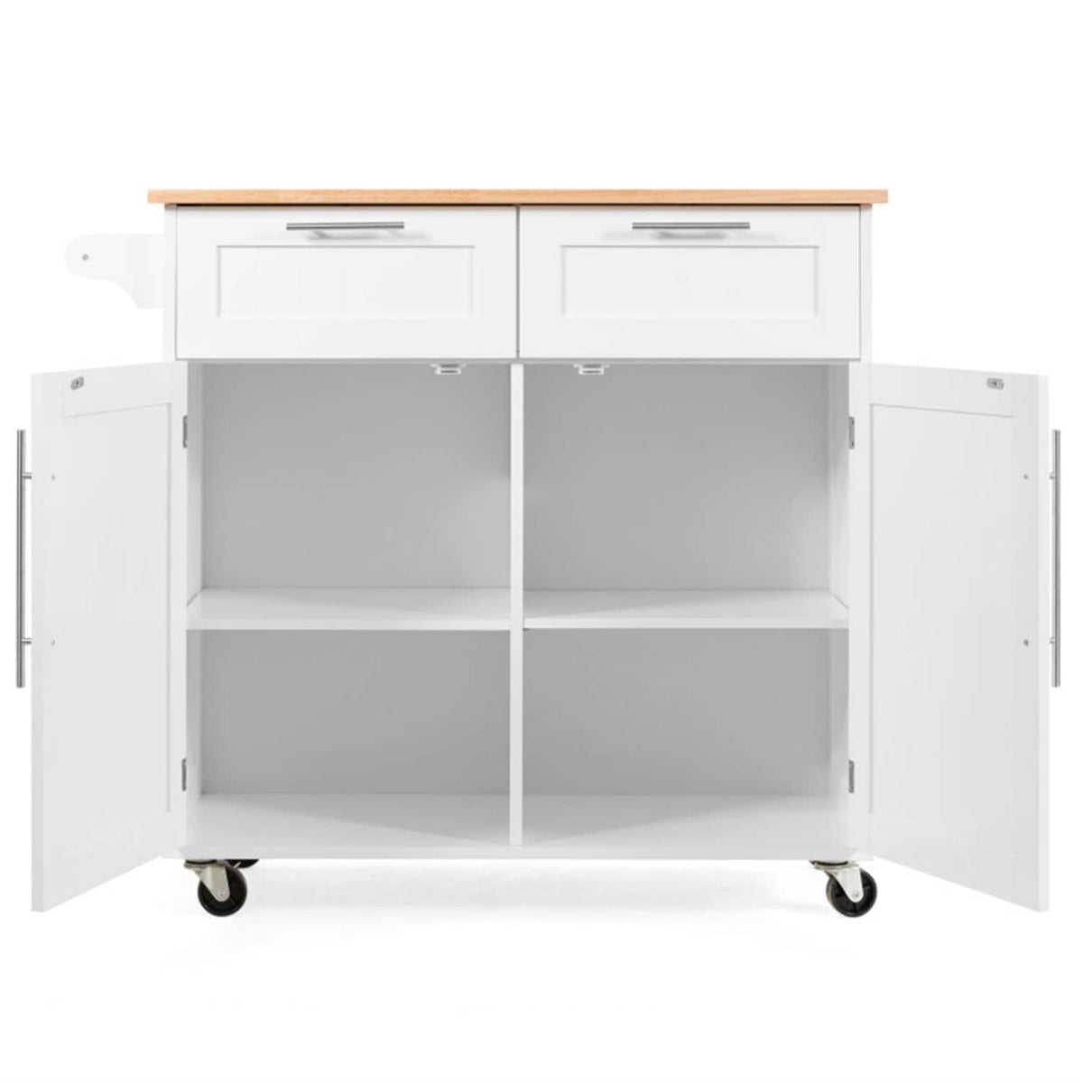 BABOOM White Mdf Base with Wood Top Rolling Kitchen Island (18-in x 37-in)