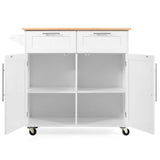 BABOOM White Mdf Base with Wood Top Rolling Kitchen Island (18-in x 37-in)