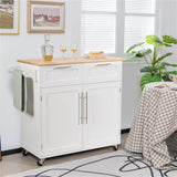 BABOOM White Mdf Base with Wood Top Rolling Kitchen Island (18-in x 37-in)