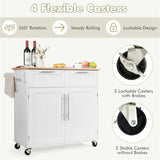 BABOOM White Mdf Base with Wood Top Rolling Kitchen Island (18-in x 37-in)