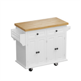 BABOOM White Mdf Base with Wood Top Rolling Kitchen Island (17.72-in x 43.31-in x 33.27-in)