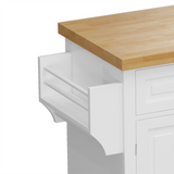 BABOOM White Mdf Base with Wood Top Rolling Kitchen Island (17.72-in x 43.31-in x 33.27-in)