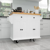 BABOOM White Mdf Base with Wood Top Rolling Kitchen Island (17.72-in x 43.31-in x 33.27-in)