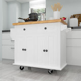 BABOOM White Mdf Base with Wood Top Rolling Kitchen Island (17.72-in x 43.31-in x 33.27-in)