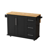 BABOOM Black Mdf Base with Wood Top Rolling Kitchen Island (17.52-in x 51.97-in x 36.02-in)
