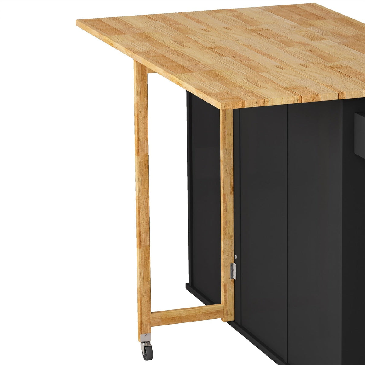 BABOOM Black Mdf Base with Wood Top Rolling Kitchen Island (17.52-in x 51.97-in x 36.02-in)