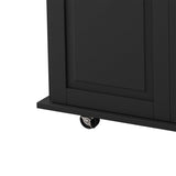 BABOOM Black Mdf Base with Wood Top Rolling Kitchen Island (17.52-in x 51.97-in x 36.02-in)