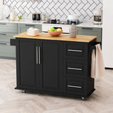 BABOOM Black Mdf Base with Wood Top Rolling Kitchen Island (17.52-in x 51.97-in x 36.02-in)
