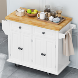 BABOOM White Mdf Base with Wood Top Rolling Kitchen Island (17.72-in x 43.31-in x 33.27-in)
