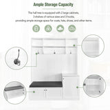 Mondawe Modern 59-in White Wood Hall Tree