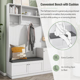 Mondawe Modern 59-in White Wood Hall Tree